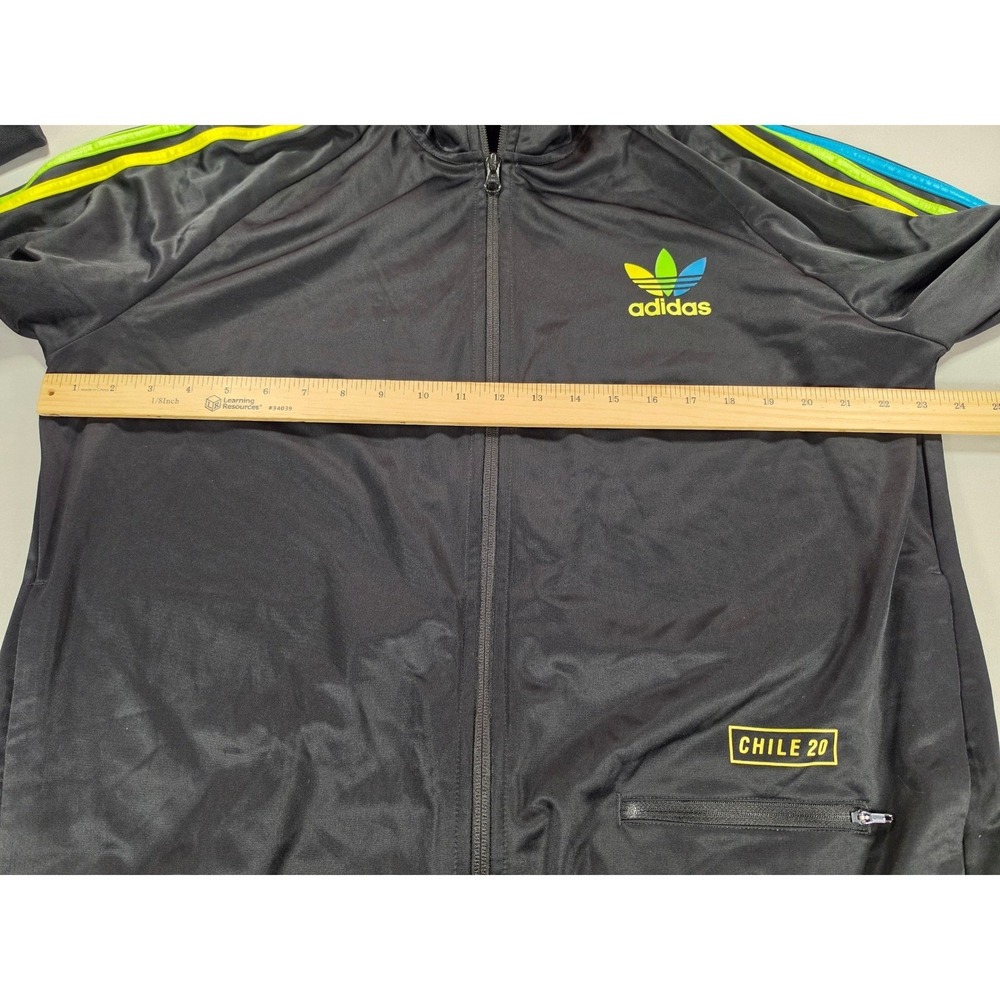Adidas Originals Chile 20 Track Jacket Mens XL Black Neon Multi Color Trefoil - Picture 5 of 8